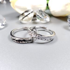 Brand New Silver Black & White Graffiti Couple Rings